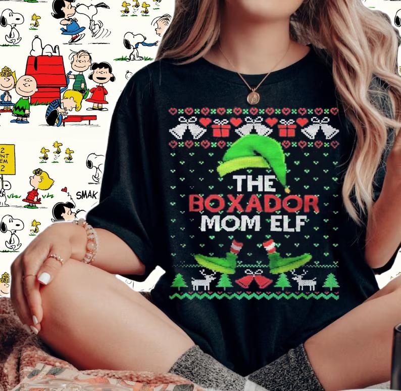 The boxador mom Elf Christmas T-shirt woman shirt
