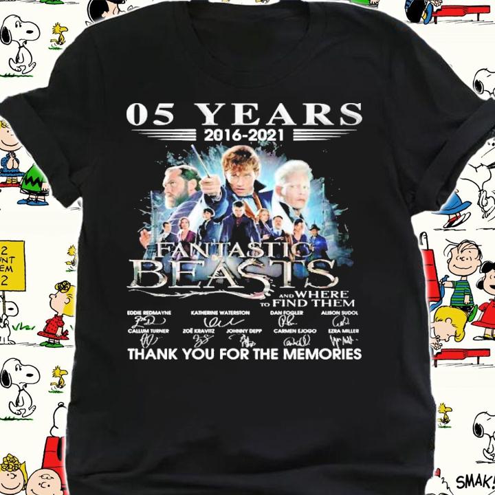05 years 2016 2021 Fantastic Beasts and where to find them signatures t-shirt shirt