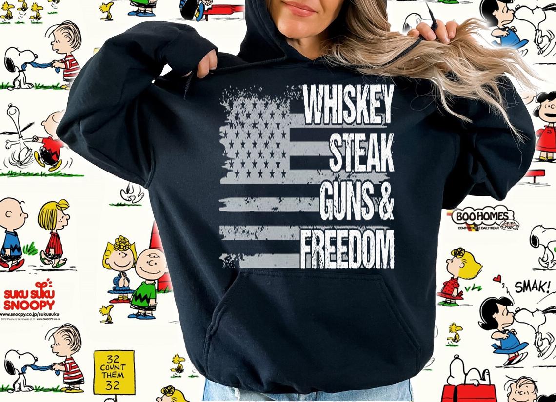 Dad Grandpa Veteran US Flag Whiskey Steak Guns Freedom T-Shirt hoodie