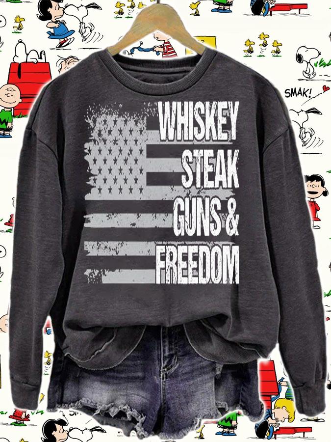 Dad Grandpa Veteran US Flag Whiskey Steak Guns Freedom T-Shirt sweatshirt