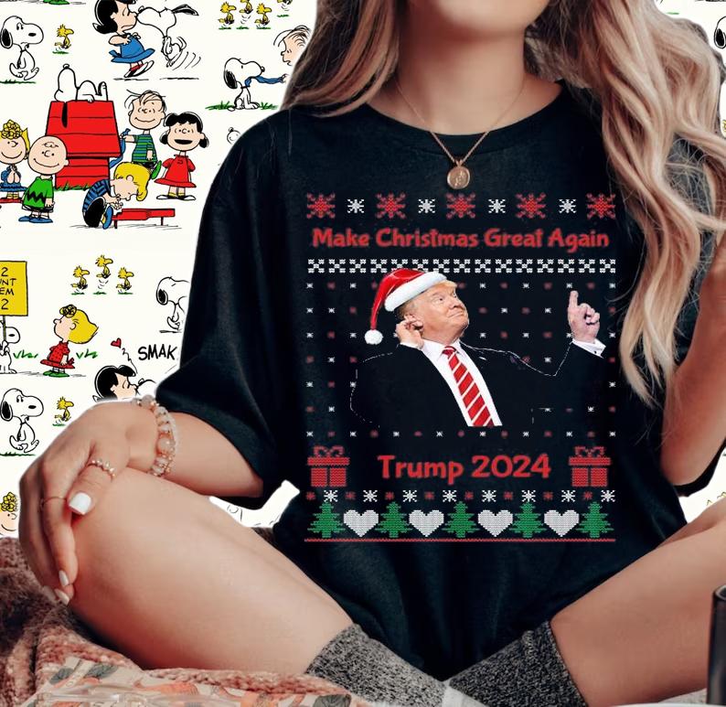 Funny Conservative Anti Biden Trump 2024 Christmas T-Shirt