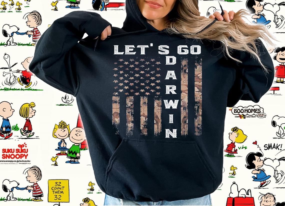 Let's Go Darwin Tee Funny Trendy Sarcastic Vintage Us FLag T-Shirt