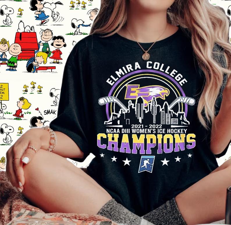 Elmira College 2022 DIII Women's Ice Hockey Champions T-Shirt woman shirt