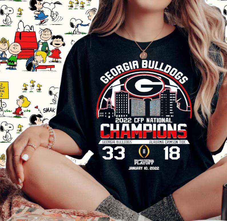 Georgia Bulldogs 2022 CFP National Champions Score NCAA Football Shirt woman shirt