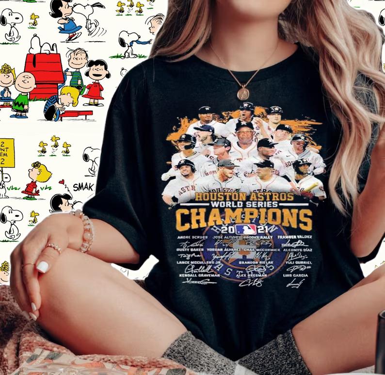 Houston Astros World Series Champions 2021 Signatures T-Shirt woman shirt