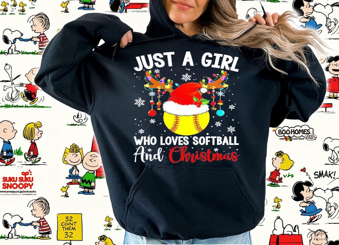 Just A Girl Who Loves Softball And Christmas T-Shirt hoodie