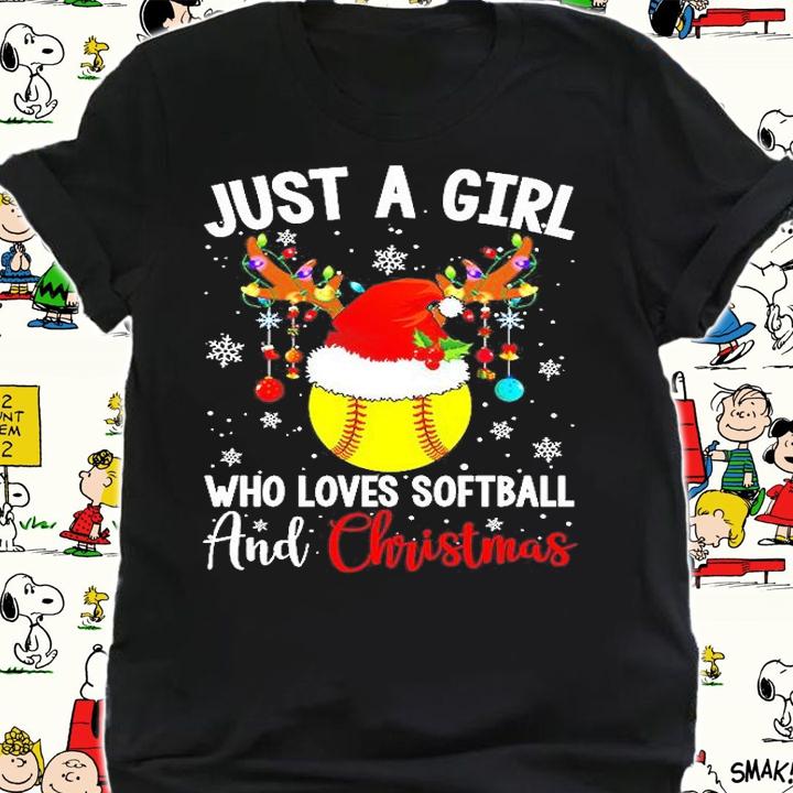 Just A Girl Who Loves Softball And Christmas T-Shirt shirt