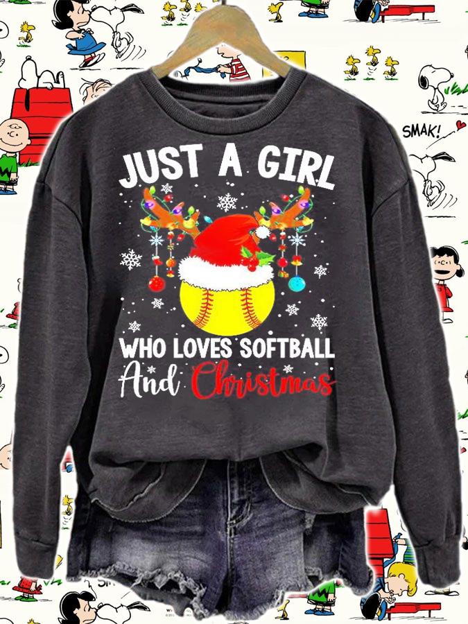 Just A Girl Who Loves Softball And Christmas T-Shirt sweatshirt