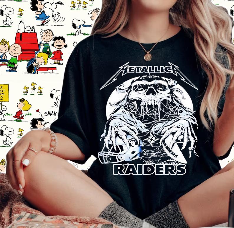 Las Vegas Raiders Metallica Skeleton Shirt woman shirt