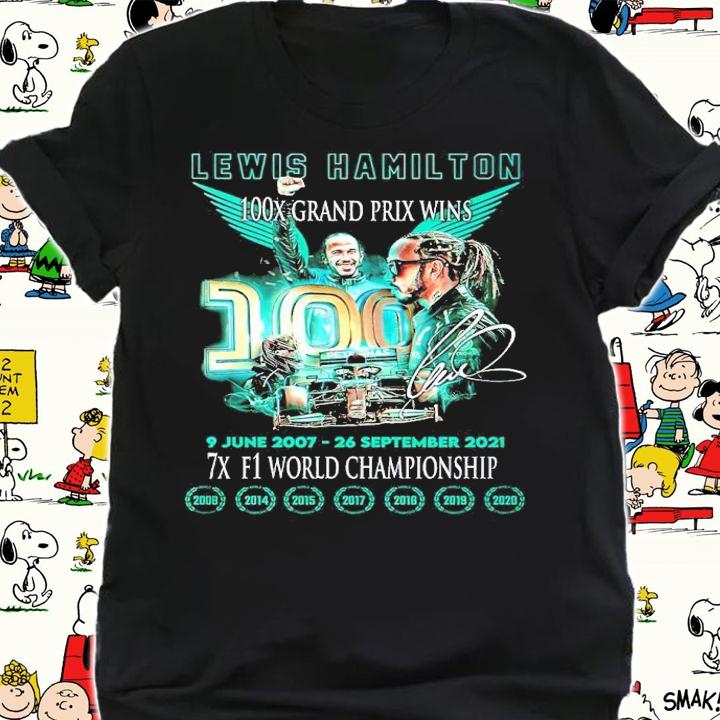 Lewis Hamilton 9 June 2007 26 September 2021 7X F1 World Championship Signatures Shirt shirt
