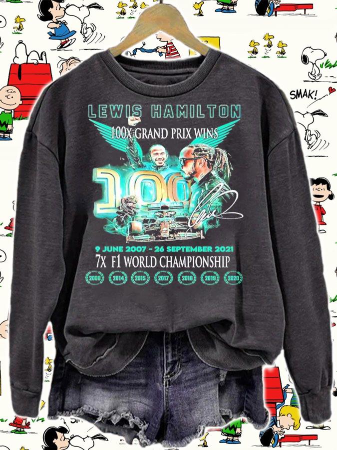 Lewis Hamilton 9 June 2007 26 September 2021 7X F1 World Championship Signatures Shirt sweatshirt