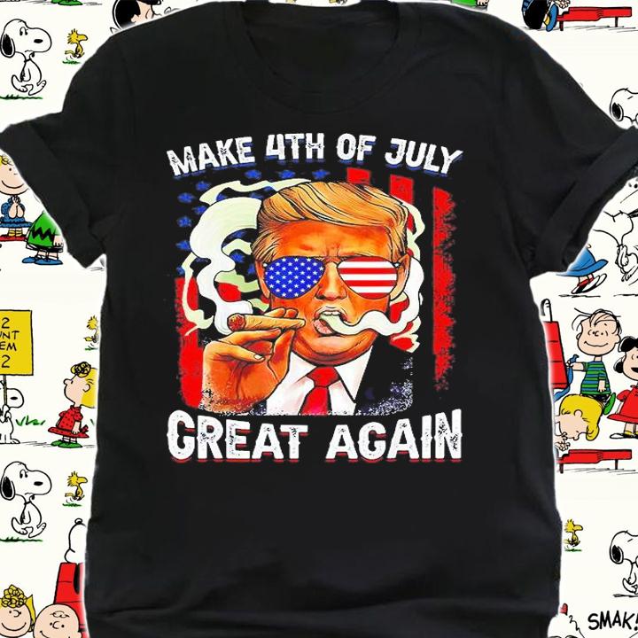 Make 4th of July Great Again USA Flag Trump Smoking T-Shirt shirt