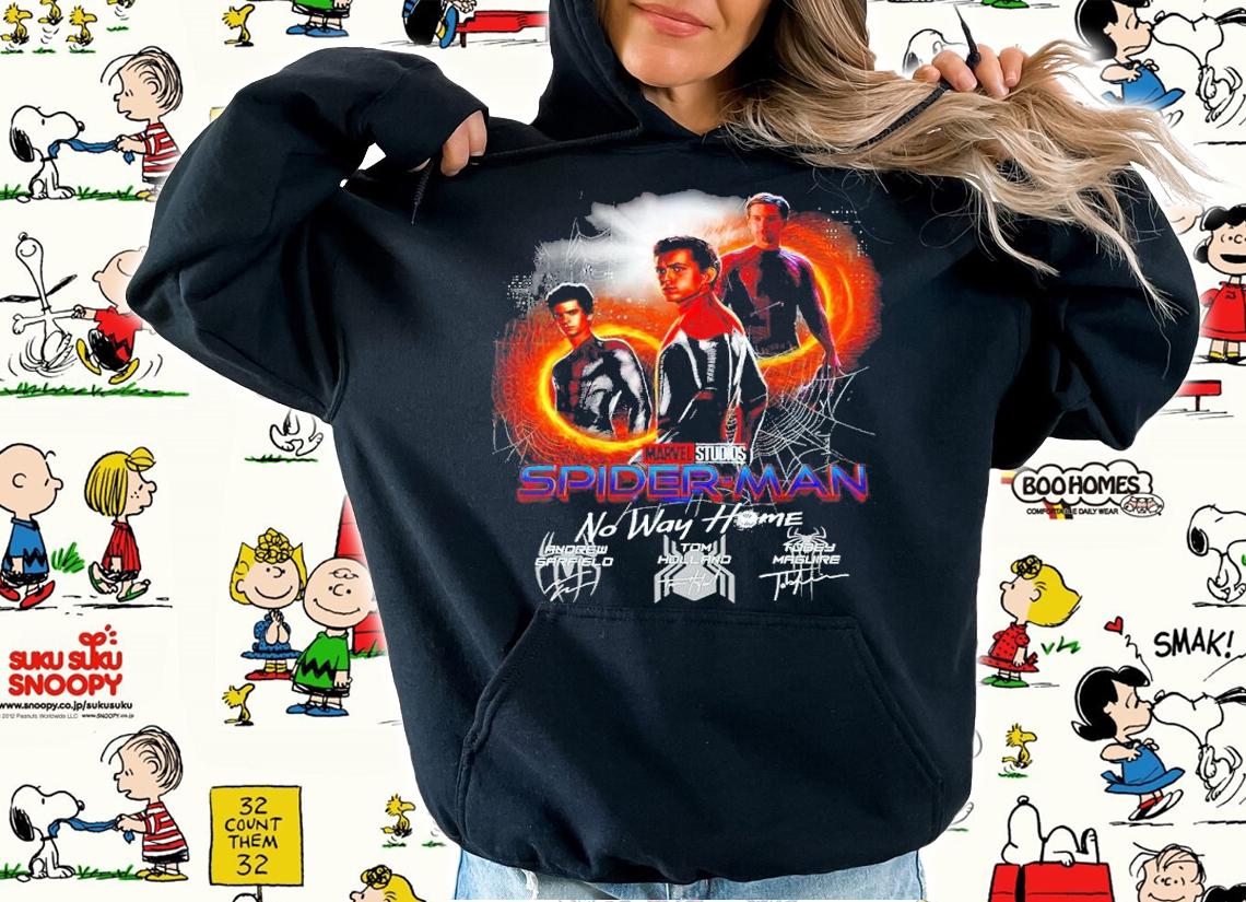 Marvel Spider-Man No Way Home Andrew Garfield Tom Holland And Tobey Maguire Signatures Shirt hoodie