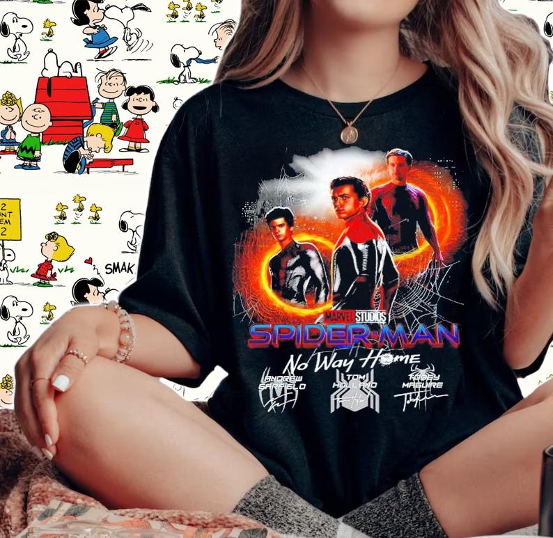 Marvel Spider-Man No Way Home Andrew Garfield Tom Holland And Tobey Maguire Signatures Shirt woman shirt