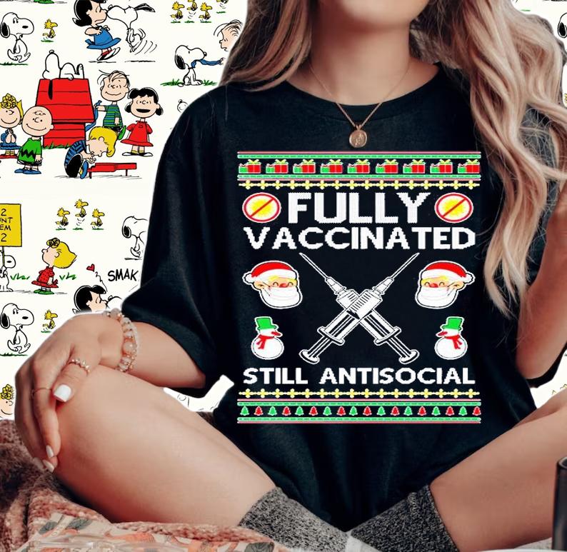 OnCoast Fully Vaccinated Still Antisocial Ugly Christmas T-Shirt