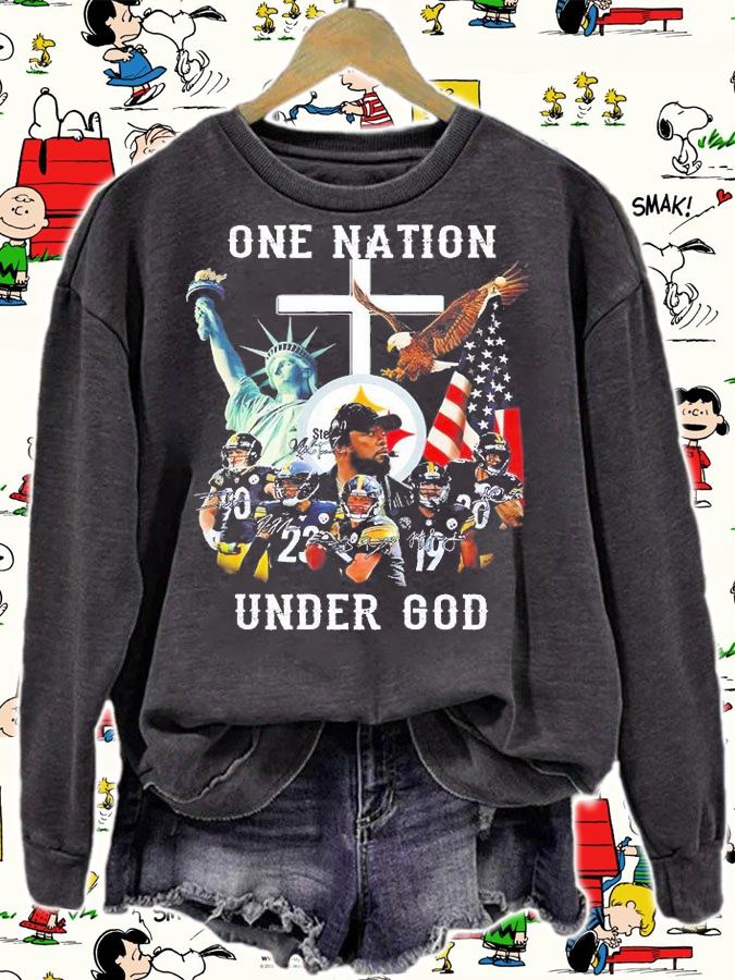 Pittsburgh Steelers One Nation Under God 2022 Signatures T-Shirt sweatshirt