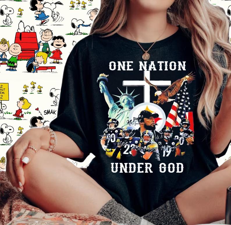 Pittsburgh Steelers One Nation Under God 2022 Signatures T-Shirt woman shirt