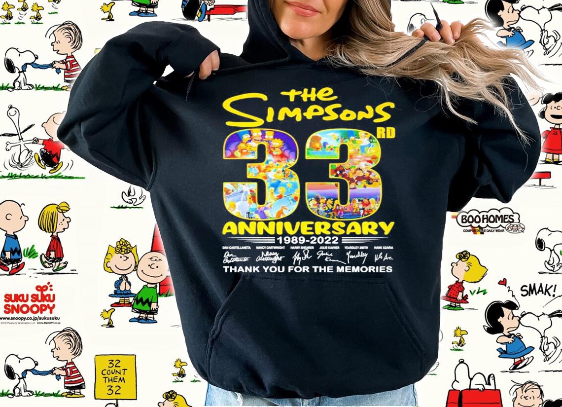 The Simpsons 33rd Anniversary 1989-2022 Signatures Thank You For The Memories Shirt hoodie