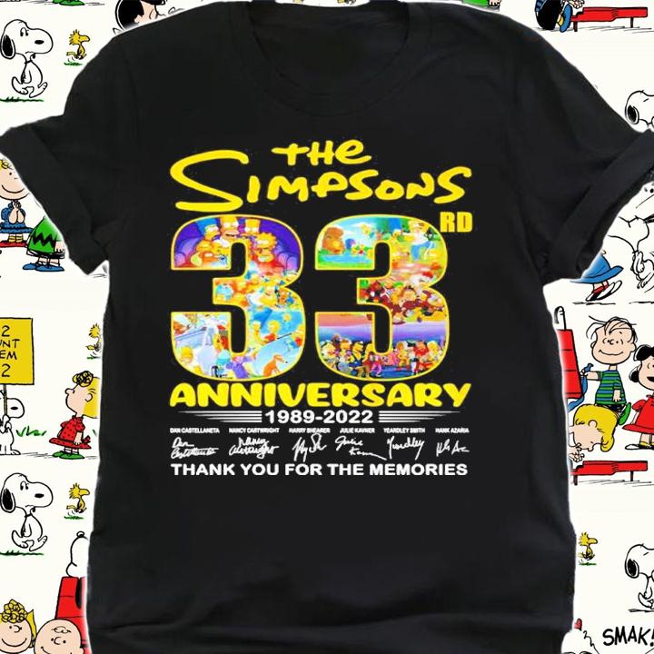 The Simpsons 33rd Anniversary 1989-2022 Signatures Thank You For The Memories Shirt shirt