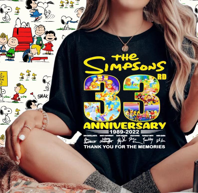 The Simpsons 33rd Anniversary 1989-2022 Signatures Thank You For The Memories Shirt woman shirt