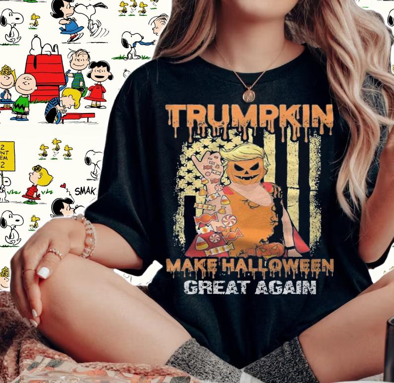 Trumpkin Make Halloween Sprinkle Candy USA Flag T-Shirt