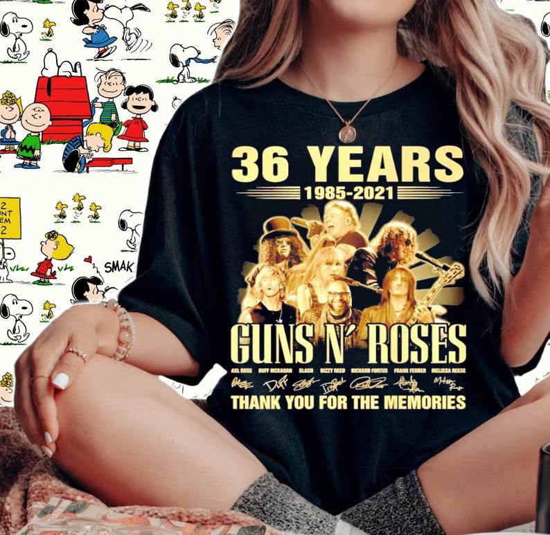 36 years 1985-2021 Guns N' Roses signature shirt