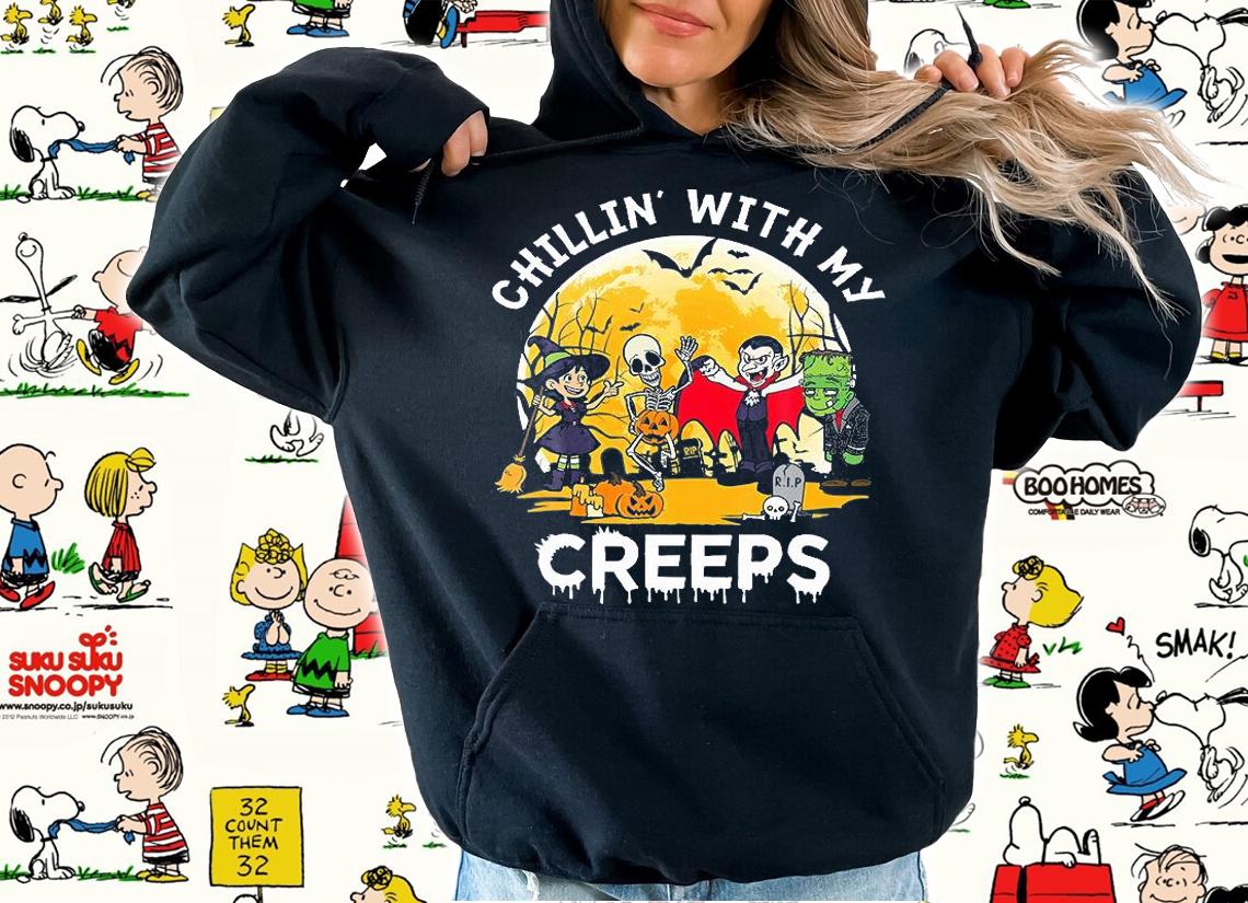 Chillin With My Creeps Scary Monster Family Funny T-Shirt