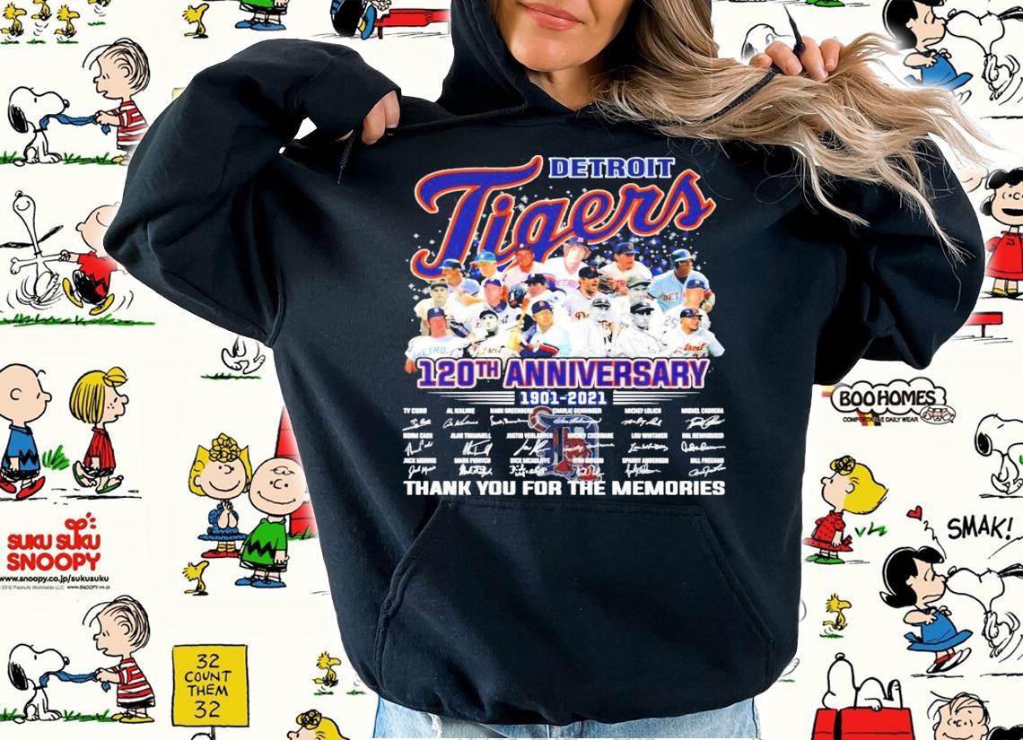 Detroit Tigers 120th anniversary 1901-2021 signature shirt hoodie