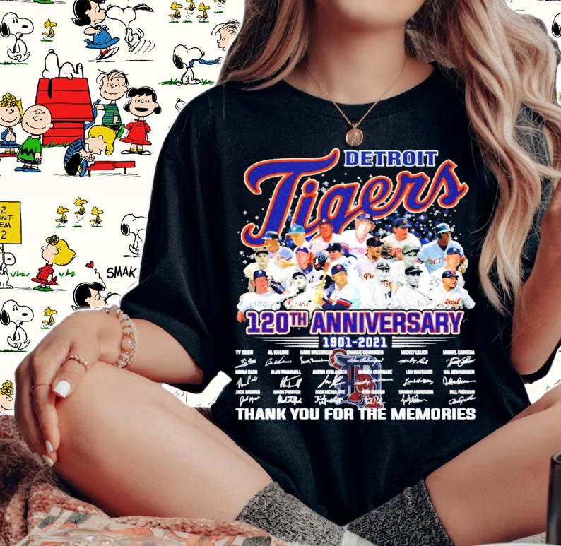 Detroit Tigers 120th anniversary 1901-2021 signature shirt woman shirt