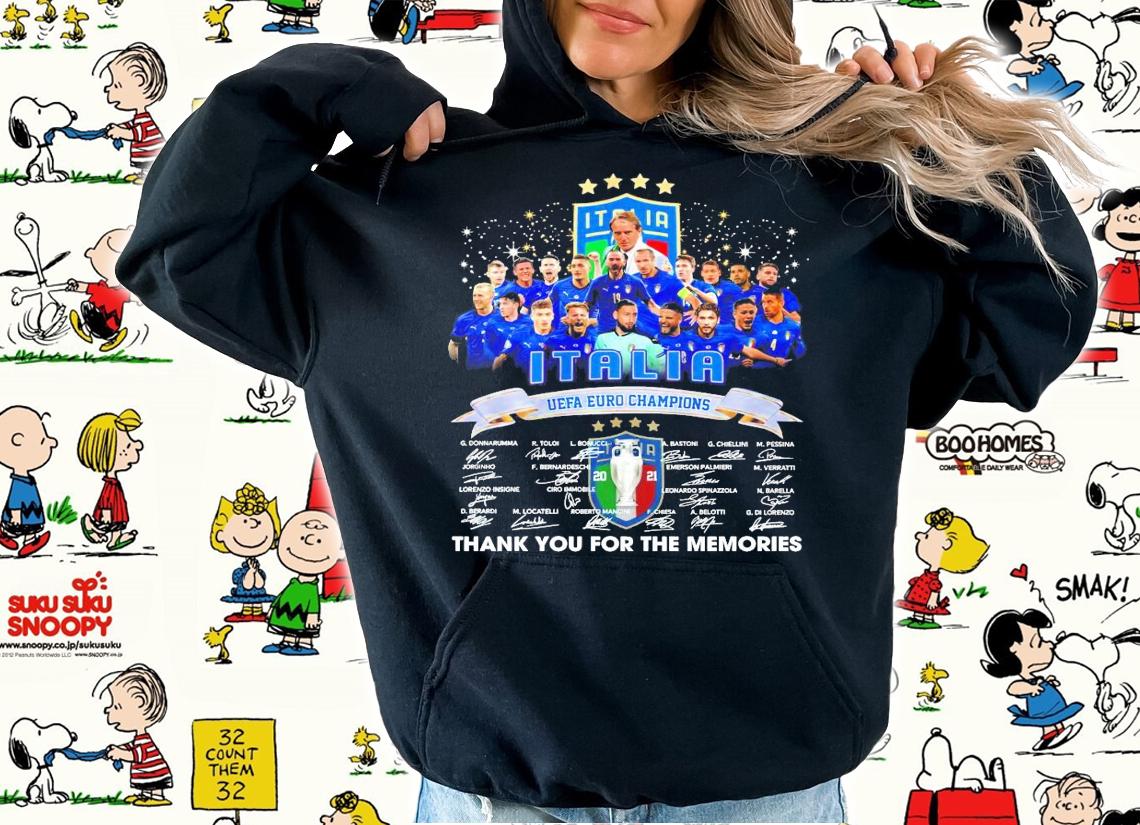 Italia UEFA EURO Champions signatures 2021 thank you for the memories shirt