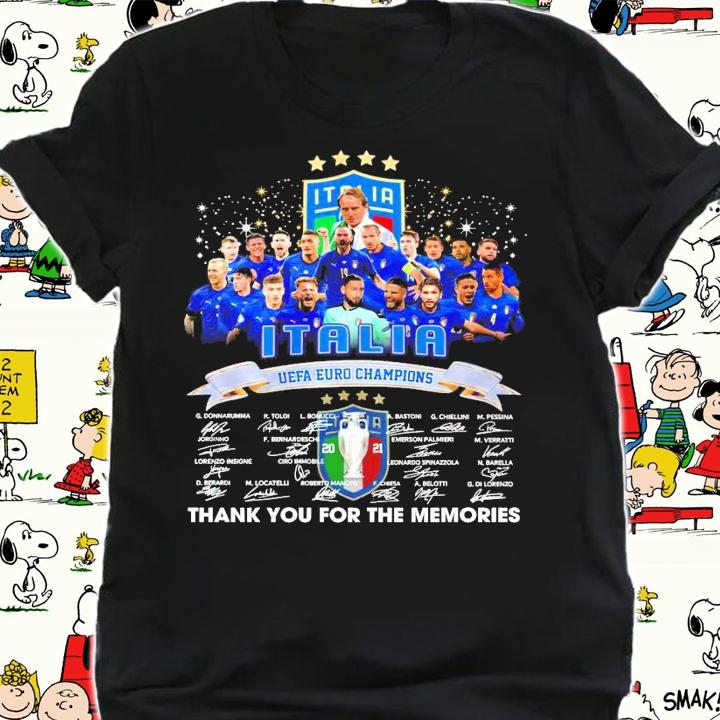 Italia UEFA EURO Champions signatures 2021 thank you for the memories shirt