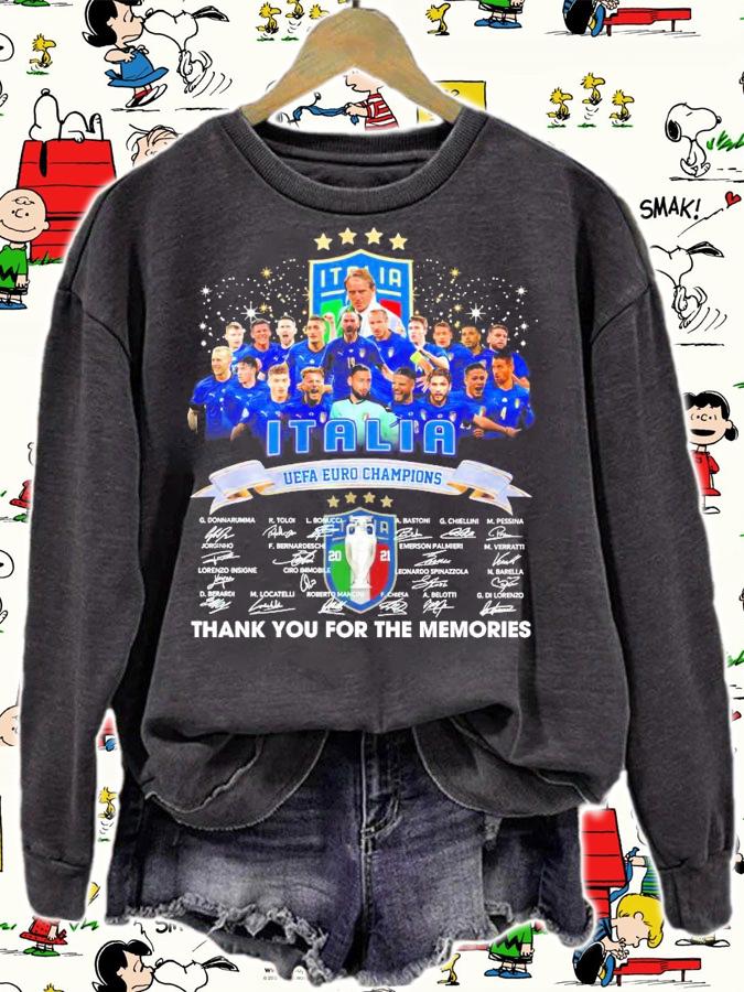 Italia UEFA EURO Champions signatures 2021 thank you for the memories shirt