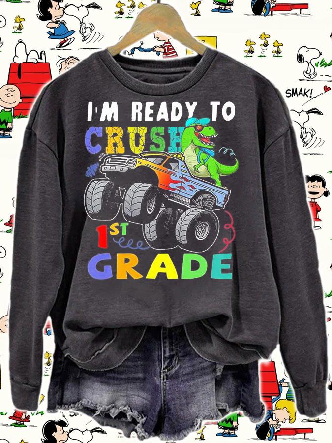 Kids I'm Ready To Crush 1St Grade Dinosaur Back To School T-Shirt sweatshirt