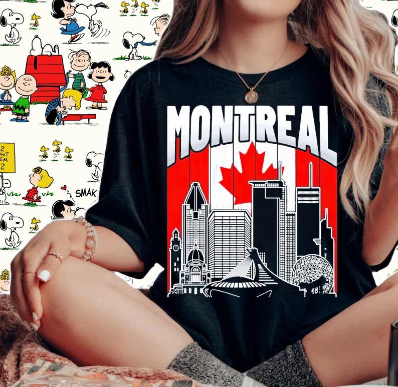 Montreal Canada Skyline Canadian flag shirt woman shirt
