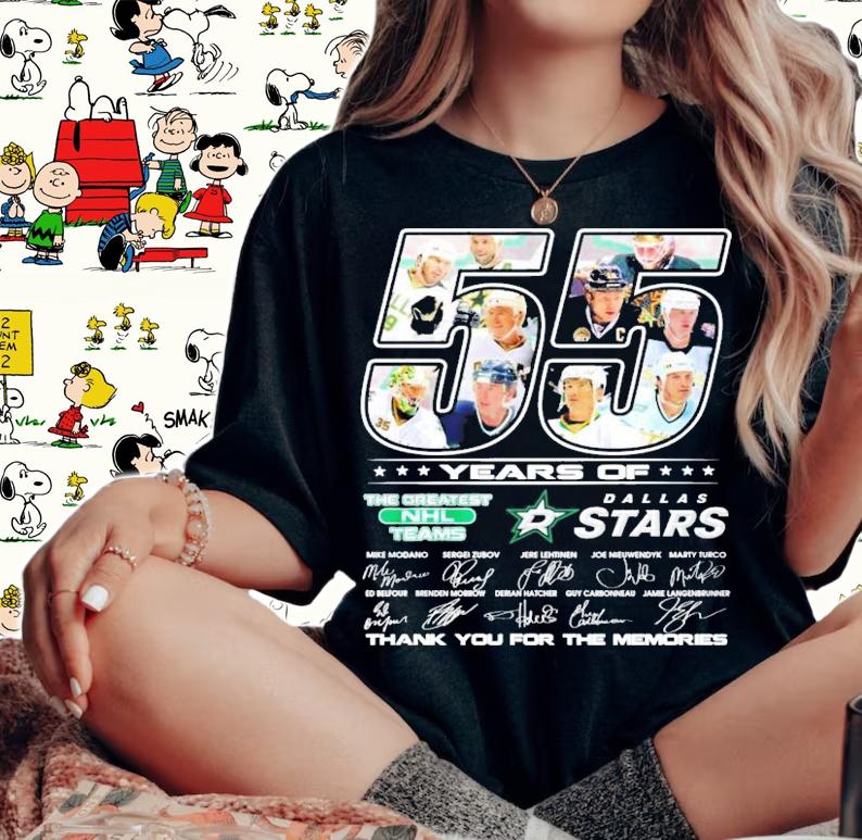 55 years of The Greatest NHL Teams Dallas Stars signatures shirt woman shirt