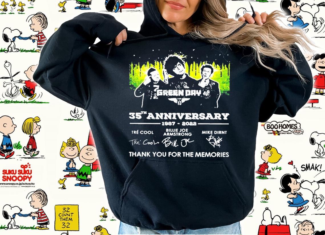 Green Day 35th Anniversary 1987 2022 Signatures Thank You For The Memories Shirt hoodie
