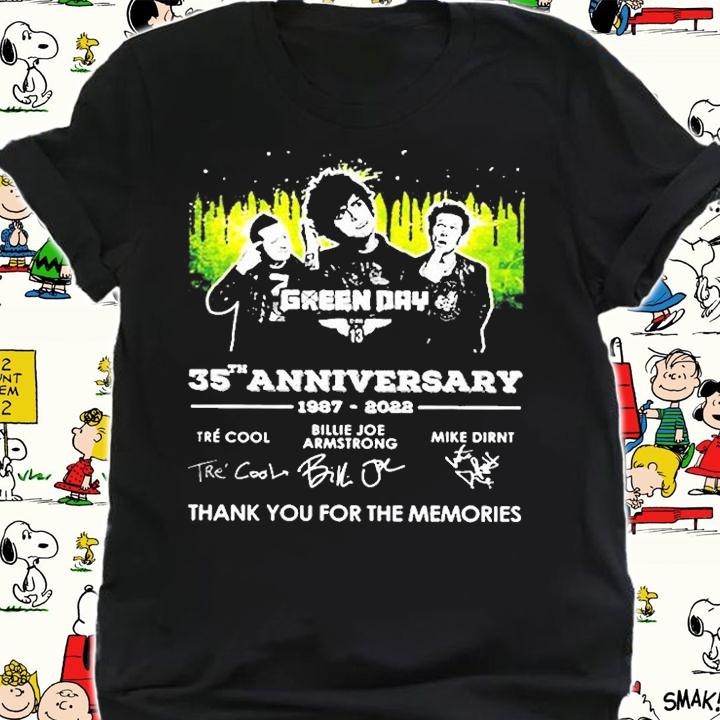Green Day 35th Anniversary 1987 2022 Signatures Thank You For The Memories Shirt shirt