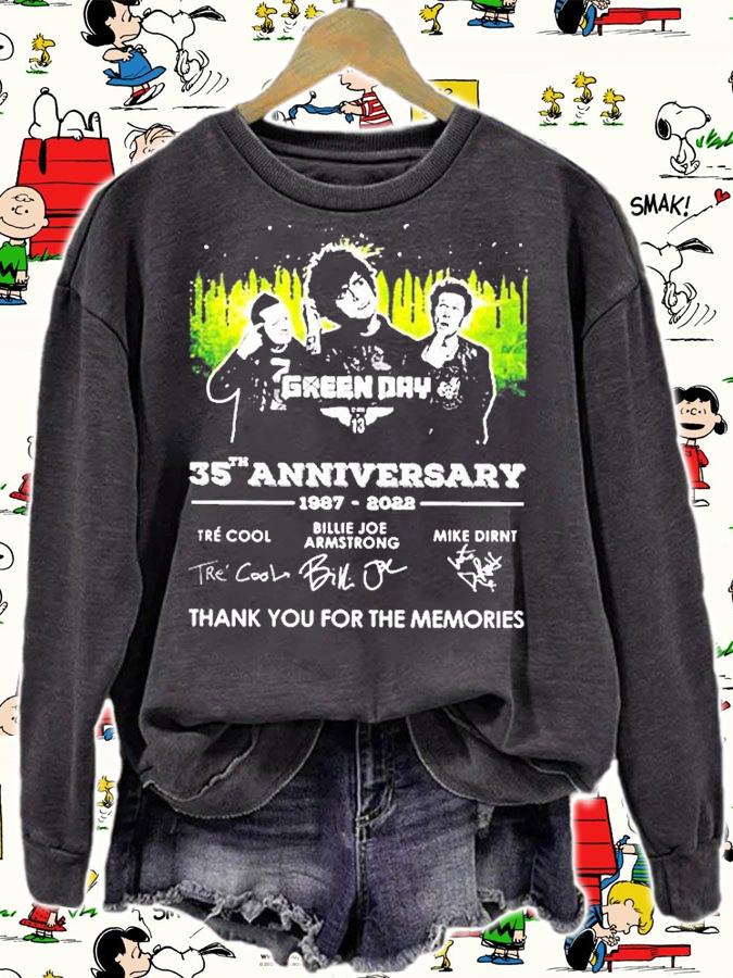 Green Day 35th Anniversary 1987 2022 Signatures Thank You For The Memories Shirt sweatshirt