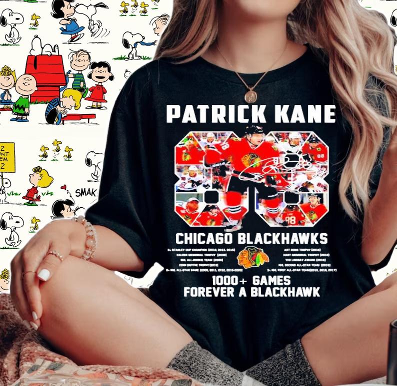 Patrick Kane Chicago Blackhawks 1000 games forever a Blackhawk shirt woman shirt