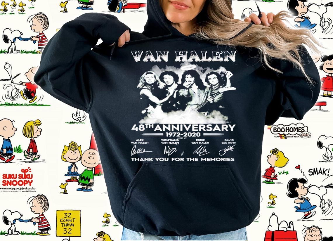 Van Halen 48th Anniversary 1972 2020 thank you for the memories signatures t-shirt hoodie