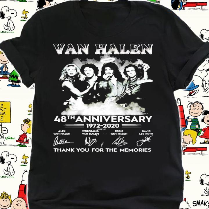 Van Halen 48th Anniversary 1972 2020 thank you for the memories signatures t-shirt shirt