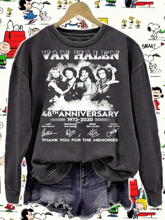 Van Halen 48th Anniversary 1972 2020 thank you for the memories signatures t-shirt sweatshirt