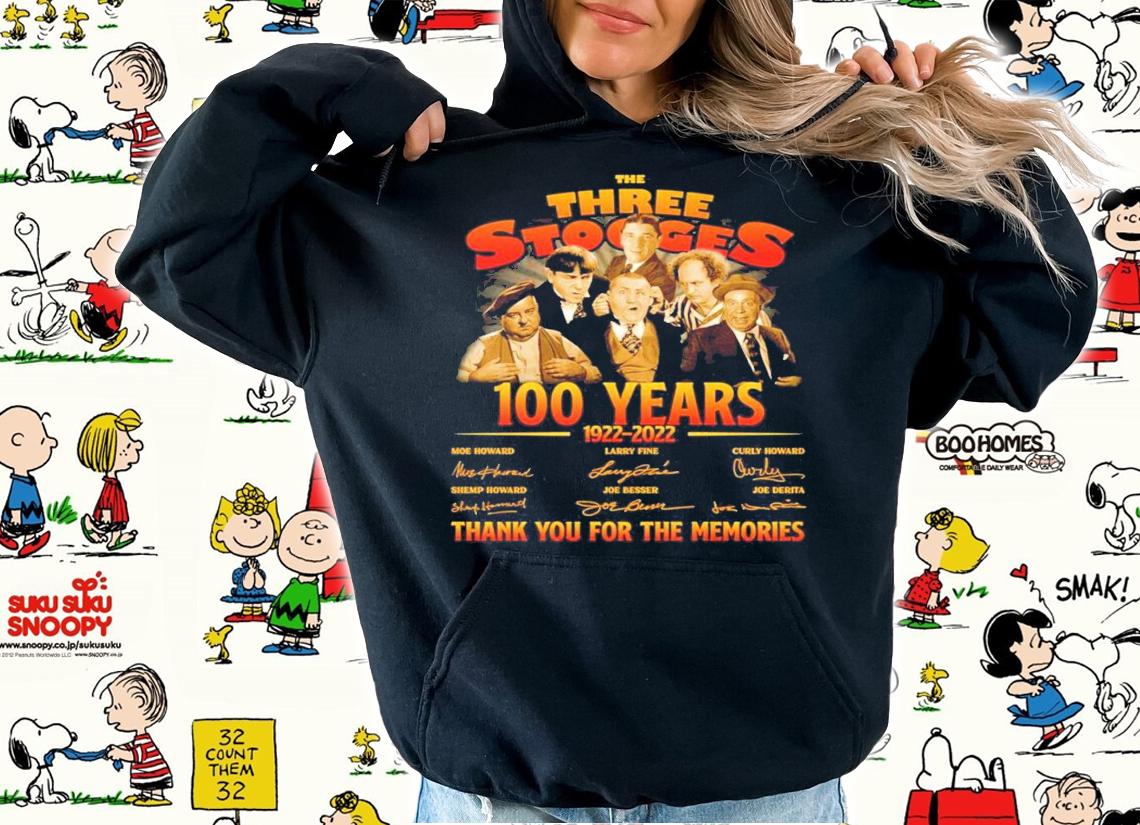 The Three Stooges 100 Years 1922-2022 Signatures Thank You For The Memories Shirt hoodie