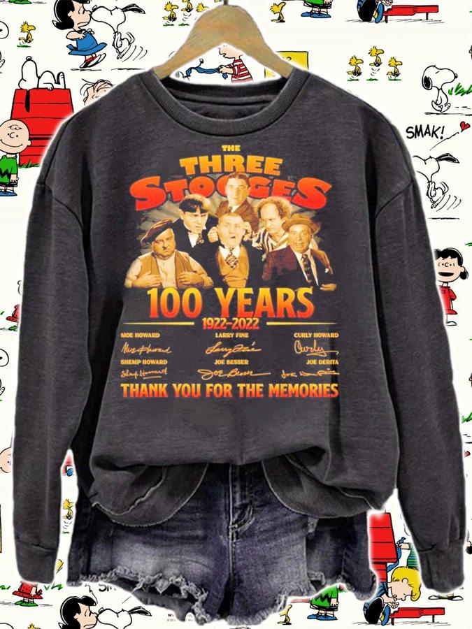 The Three Stooges 100 Years 1922-2022 Signatures Thank You For The Memories Shirt sweatshirt