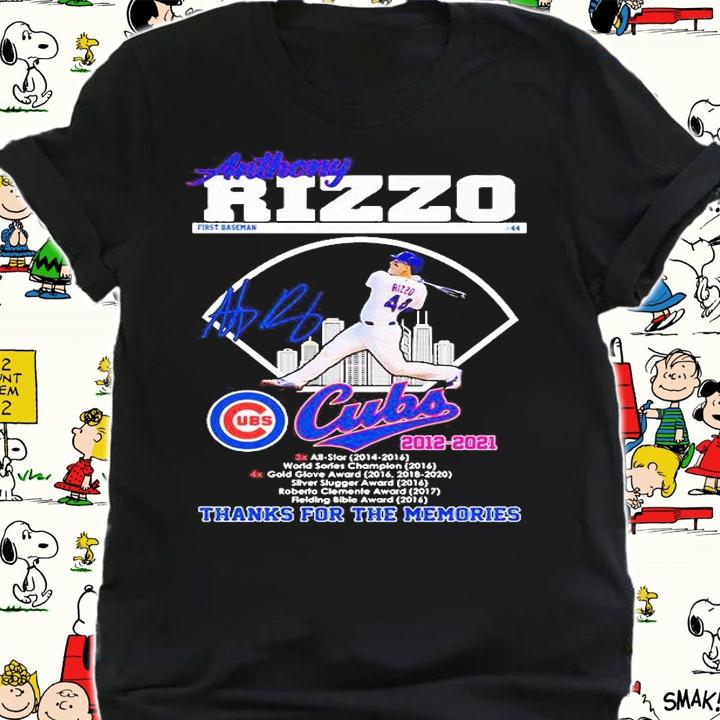 Anthony Rizzo first baseman Cubs 2012-2021 thank the memories signature T-shirt