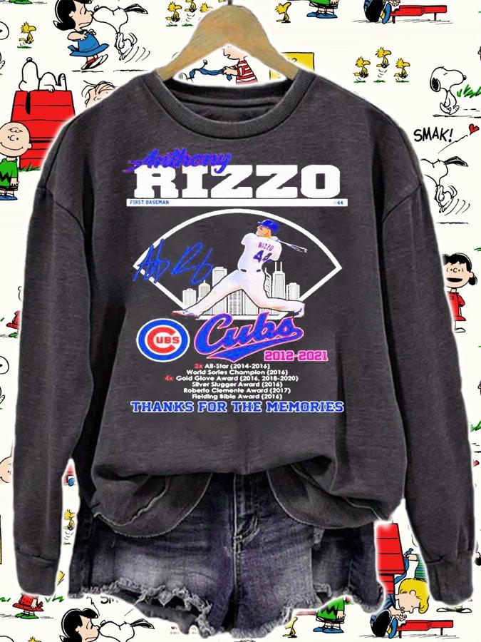 Anthony Rizzo first baseman Cubs 2012-2021 thank the memories signature T-shirt