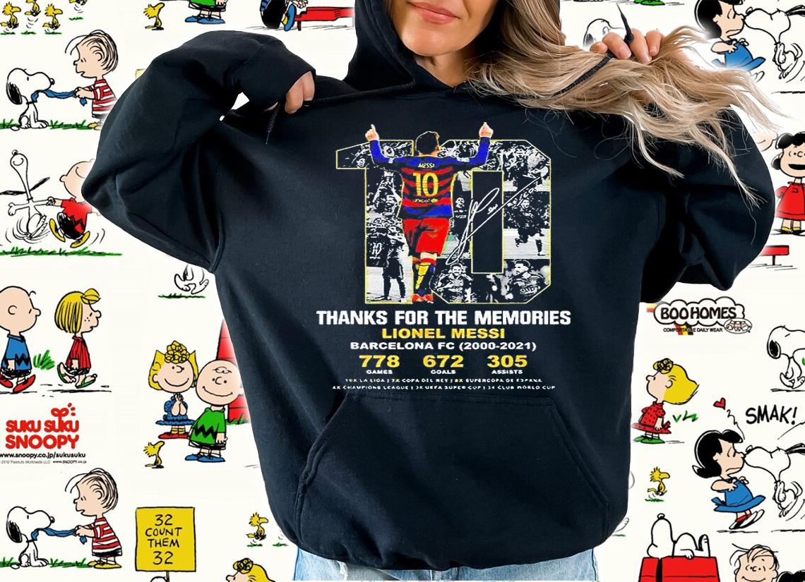 Barca Lionel Messi Anniversary 21 Years of 2000-2021 Thank You For The Memories signature T-shirt hoodie