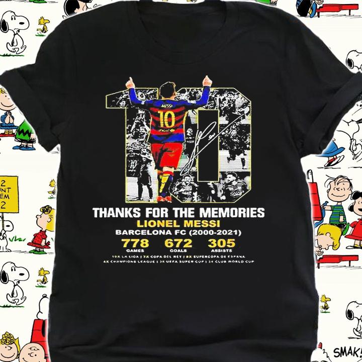 Barca Lionel Messi Anniversary 21 Years of 2000-2021 Thank You For The Memories signature T-shirt shirt