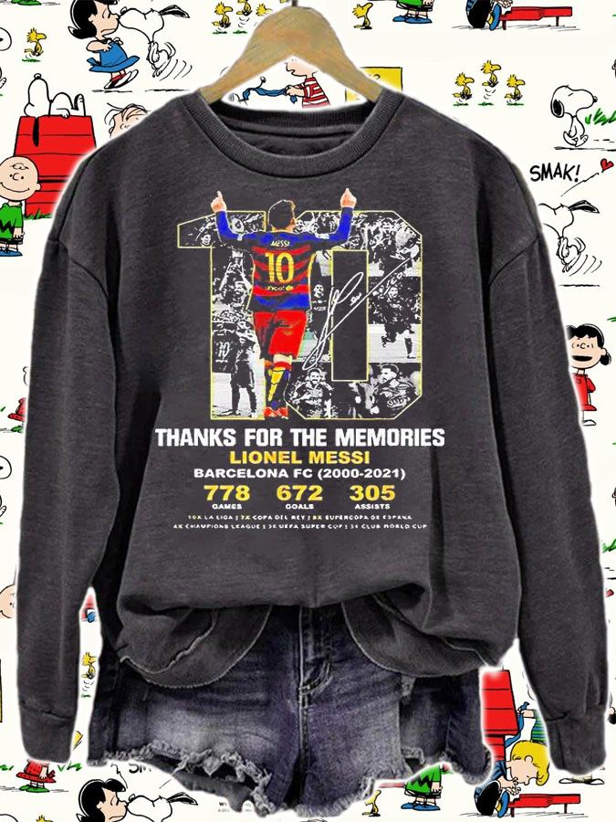 Barca Lionel Messi Anniversary 21 Years of 2000-2021 Thank You For The Memories signature T-shirt sweatshirt