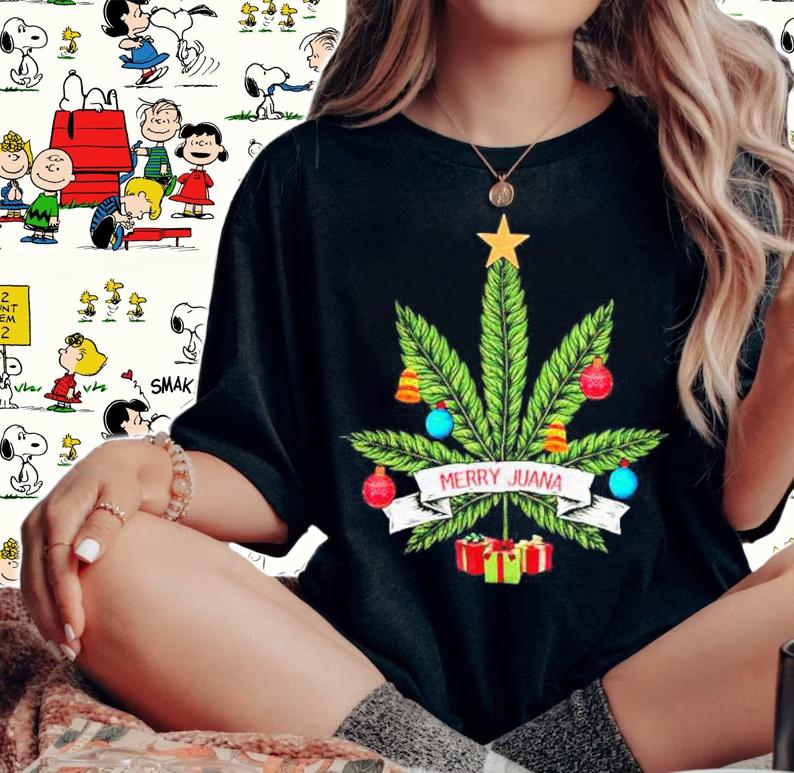 Cannabis weed Merry Juana Christmas sweater t-shirt